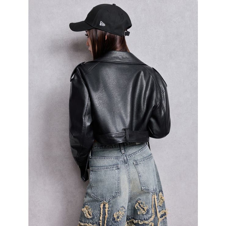 Fake leather shortジャケット | GYDA | 詳細画像4 