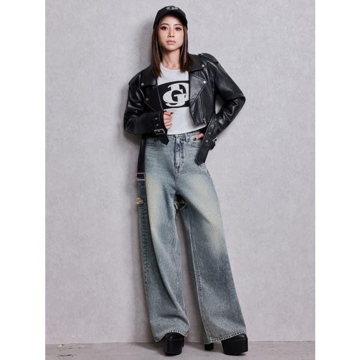 Fake leather shortジャケット | GYDA | 詳細画像5 