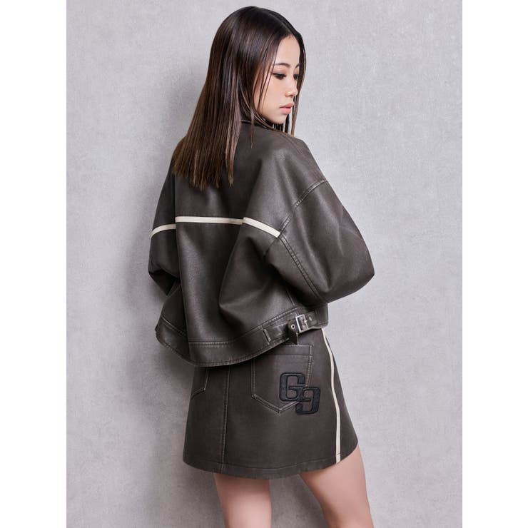 GGラインFake Leatherブルゾン | GYDA | 詳細画像4 