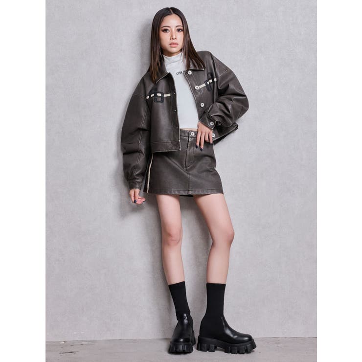 GGラインFake Leatherブルゾン | GYDA | 詳細画像5 