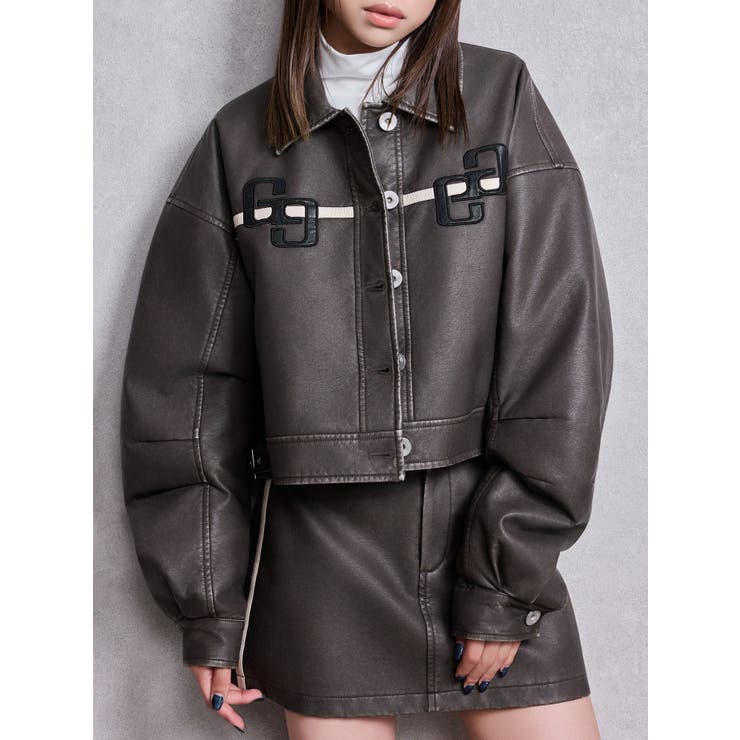 ブラウン | GGラインFake Leatherブルゾン | GYDA
