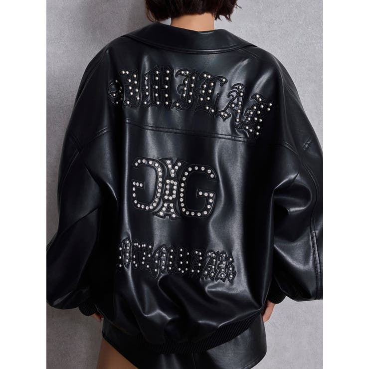 ブラック | bijou Symmetry GYDAフェイクレザーBIGブルゾン | GYDA