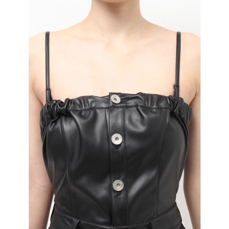 BACKリボンフェイクレザースカートライクミニワンピース | GYDA | 詳細画像11 