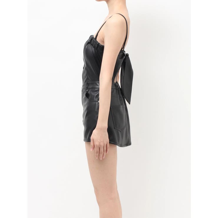 BACKリボンフェイクレザースカートライクミニワンピース | GYDA | 詳細画像9 