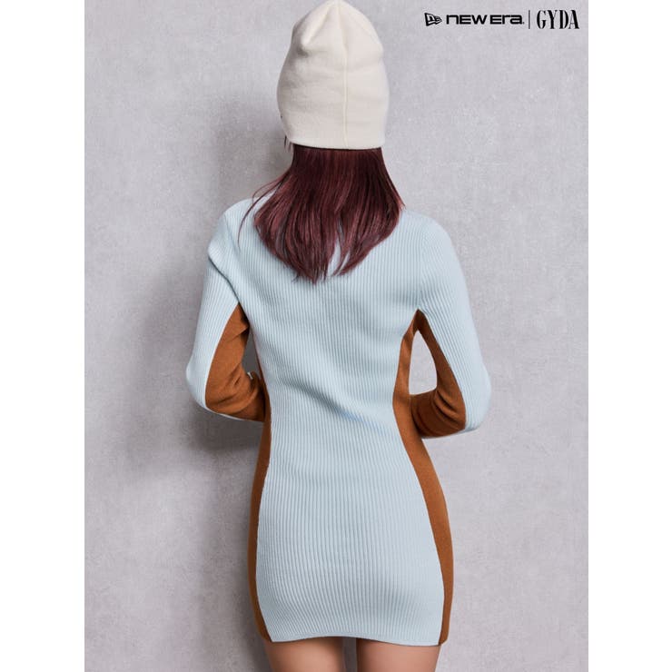 BICOLOR WIDE LINEハーフZIPニットワンピース | GYDA | 詳細画像13 