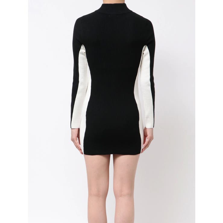 BICOLOR WIDE LINEハーフZIPニットワンピース | GYDA | 詳細画像20 