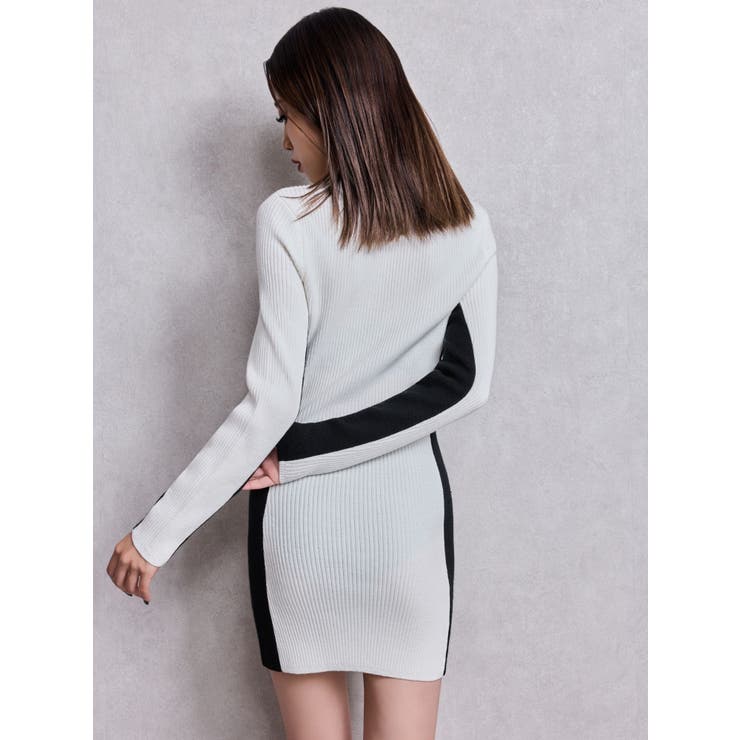 BICOLOR WIDE LINEハーフZIPニットワンピース | GYDA | 詳細画像8 