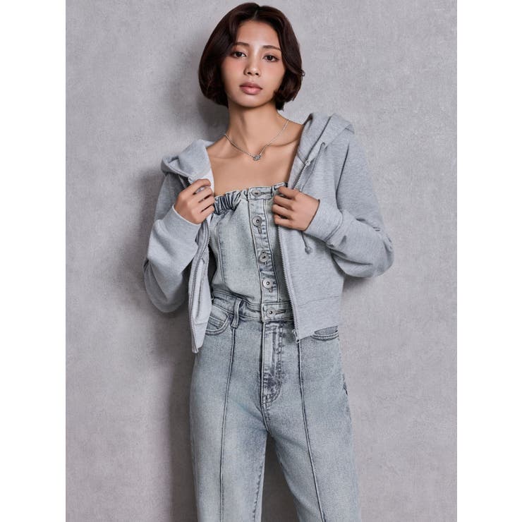 BACKリボンデニムロンパース | GYDA | 詳細画像13 