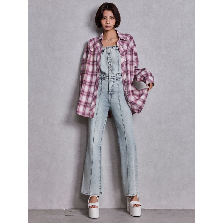 BACKリボンデニムロンパース | GYDA | 詳細画像16 