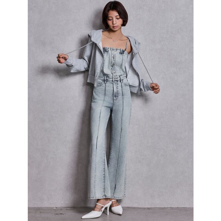 BACKリボンデニムロンパース | GYDA | 詳細画像2 