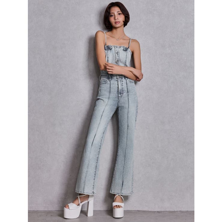 BACKリボンデニムロンパース | GYDA | 詳細画像5 