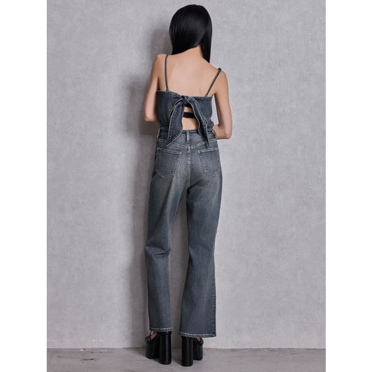 BACKリボンデニムロンパース | GYDA | 詳細画像9 