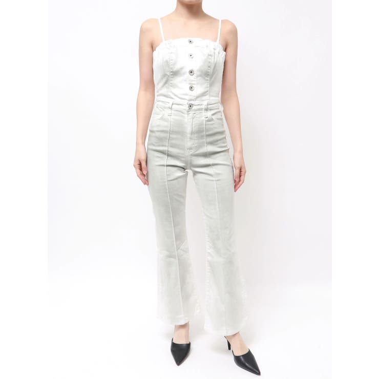 オフホワイト | BACKリボンデニムロンパース | GYDA