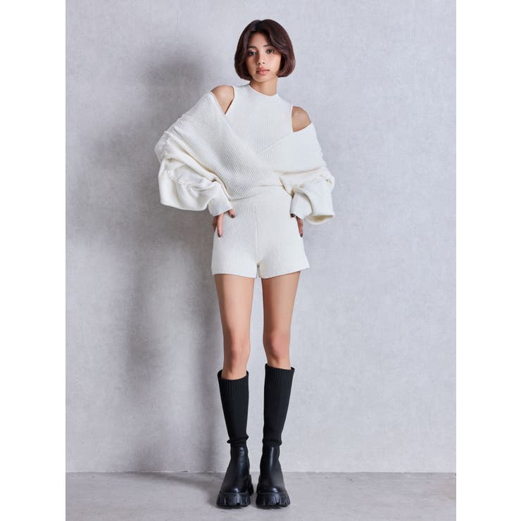 アームギャザーレイヤードニットロンパース | GYDA | 詳細画像10 