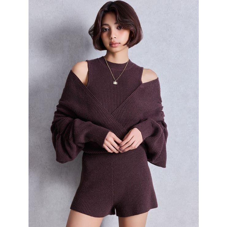 アームギャザーレイヤードニットロンパース | GYDA | 詳細画像12 