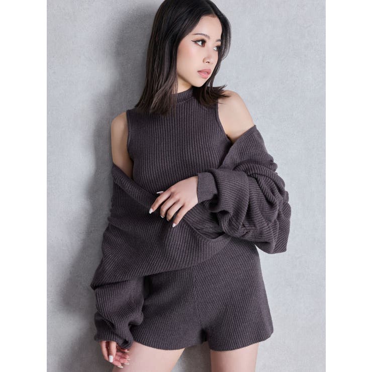 アームギャザーレイヤードニットロンパース | GYDA | 詳細画像2 