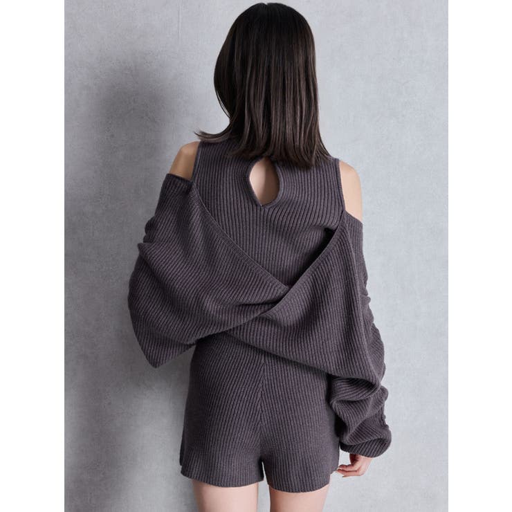 アームギャザーレイヤードニットロンパース | GYDA | 詳細画像3 