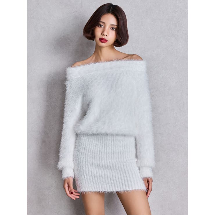 オフショルデザインシャギーニットワンピース | GYDA | 詳細画像10 