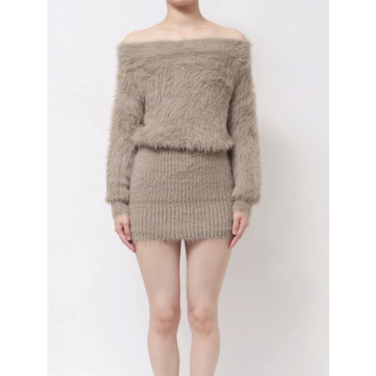 オフショルデザインシャギーニットワンピース | GYDA | 詳細画像14 