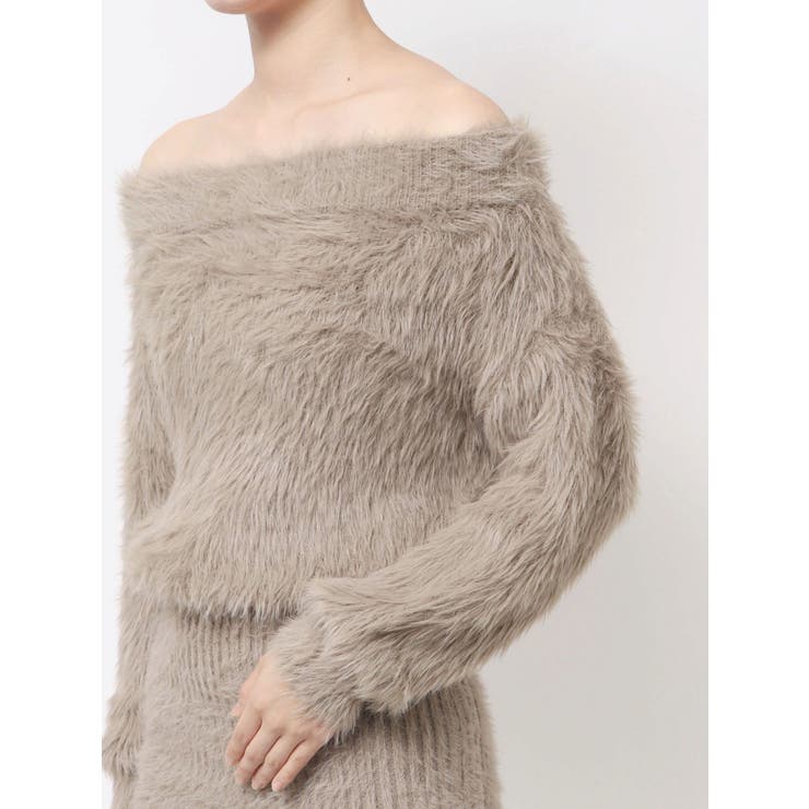 オフショルデザインシャギーニットワンピース | GYDA | 詳細画像18 