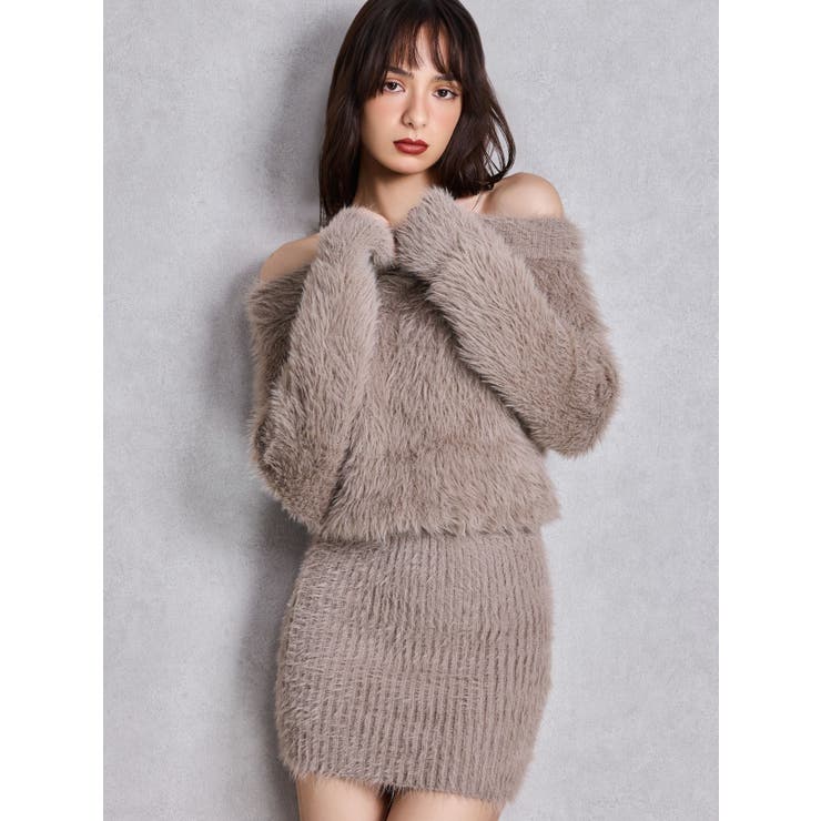 オフショルデザインシャギーニットワンピース | GYDA | 詳細画像2 