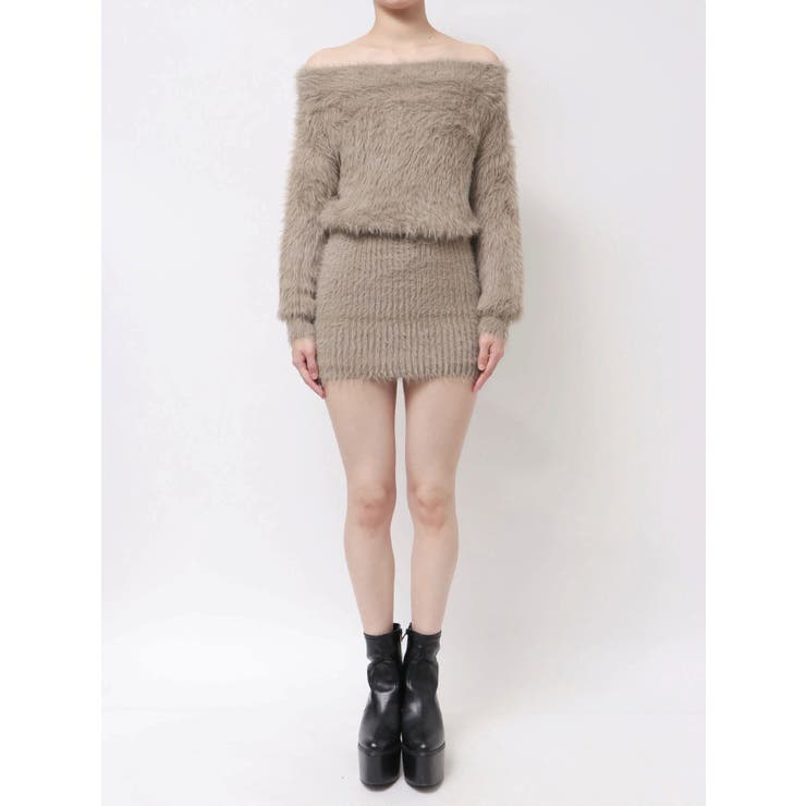 オフショルデザインシャギーニットワンピース | GYDA | 詳細画像21 