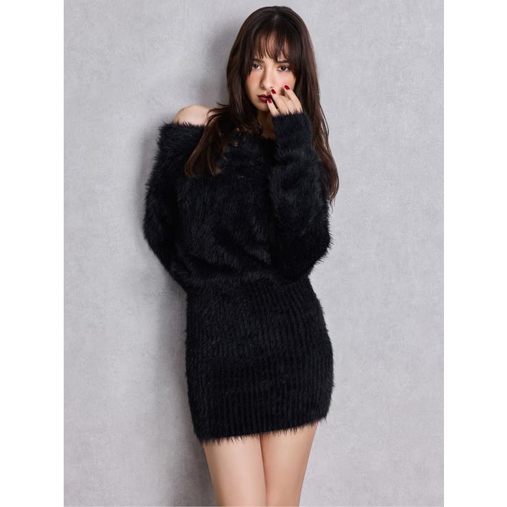 オフショルデザインシャギーニットワンピース | GYDA | 詳細画像6 