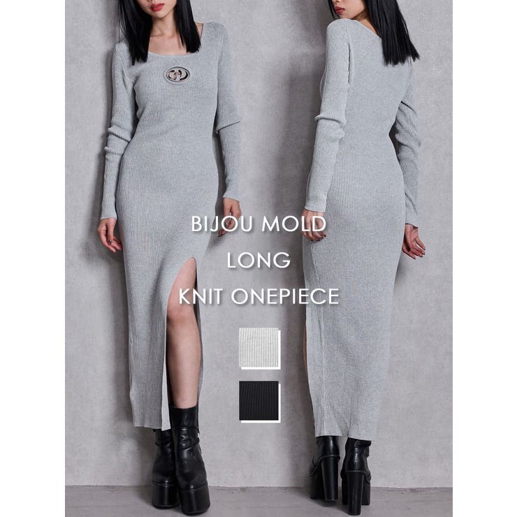 グレー | GD bijou MOLD LONGニットワンピース | GYDA