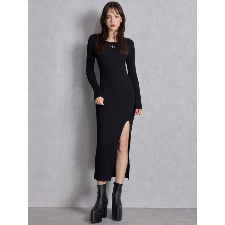 GGプレート long sleeve LONGニットワンピース | GYDA | 詳細画像2 