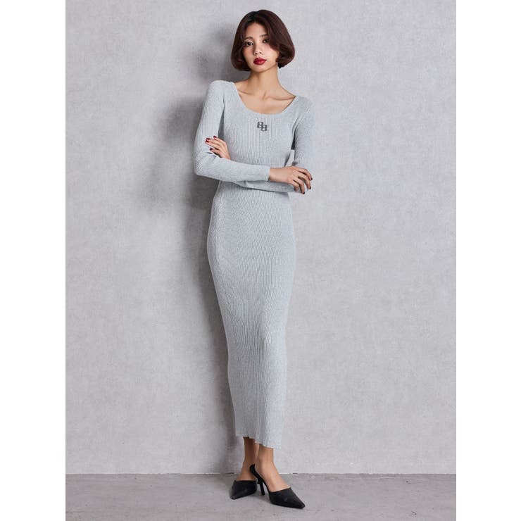 GGプレート long sleeve LONGニットワンピース | GYDA | 詳細画像6 