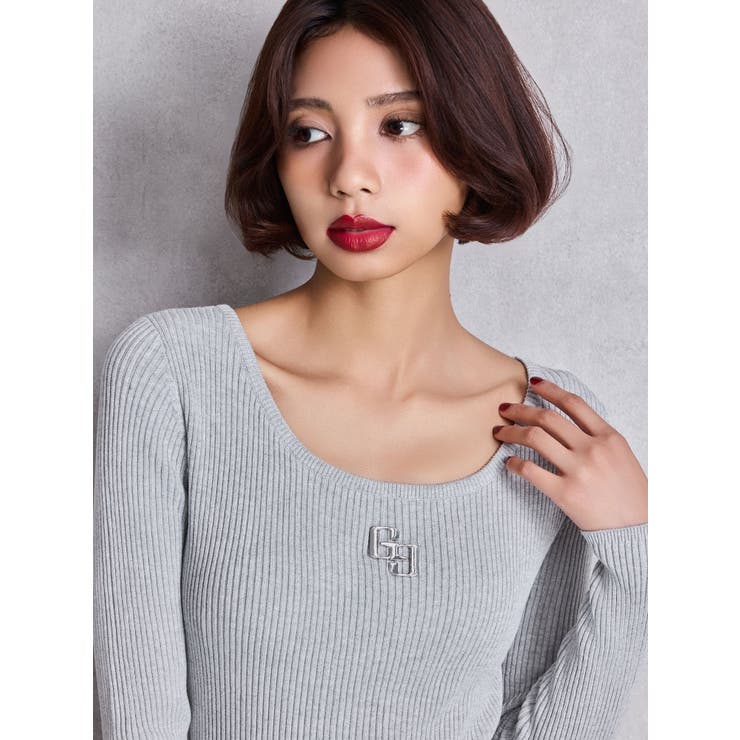 GGプレート long sleeve LONGニットワンピース | GYDA | 詳細画像8 