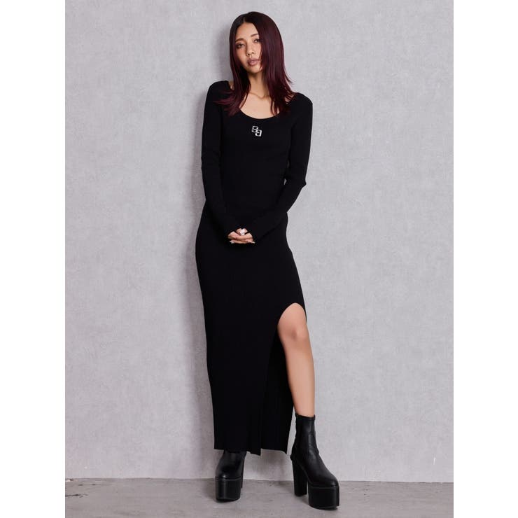 GGプレート long sleeve LONGニットワンピース | GYDA | 詳細画像9 