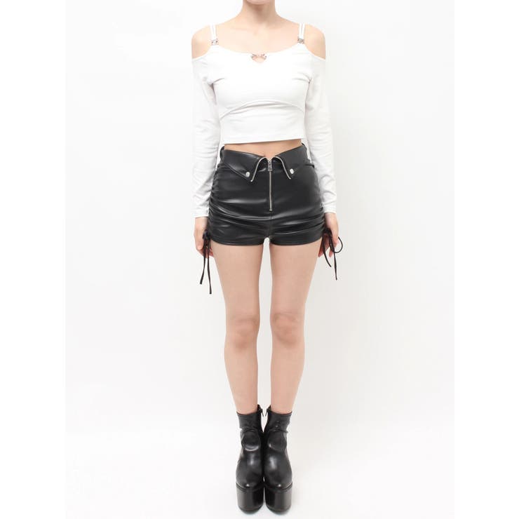 GG drawstring fake leatherショートパンツ | GYDA | 詳細画像28 