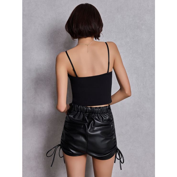 GG drawstring fake leatherショートパンツ | GYDA | 詳細画像4 