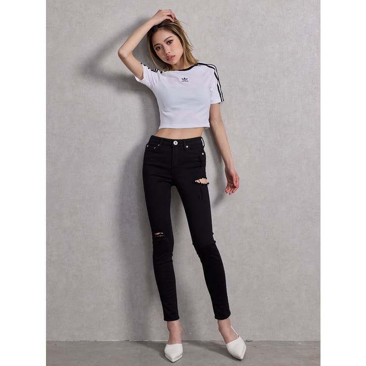 ミドルウエストSIDE RIPPEDカラースキニーパンツ | GYDA | 詳細画像11 