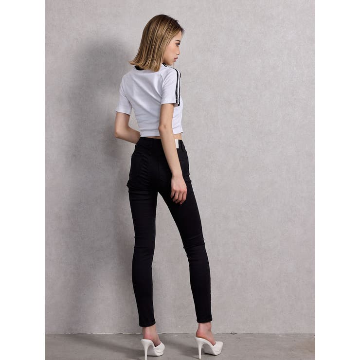 ミドルウエストSIDE RIPPEDカラースキニーパンツ | GYDA | 詳細画像13 