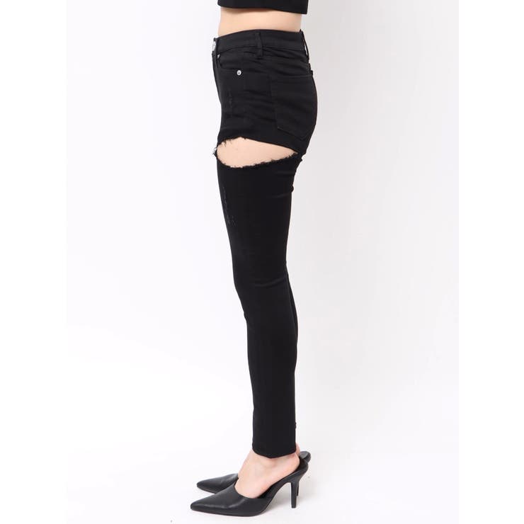 ミドルウエストSIDE RIPPEDカラースキニーパンツ | GYDA | 詳細画像17 