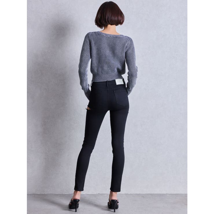 ミドルウエストSIDE RIPPEDカラースキニーパンツ | GYDA | 詳細画像4 