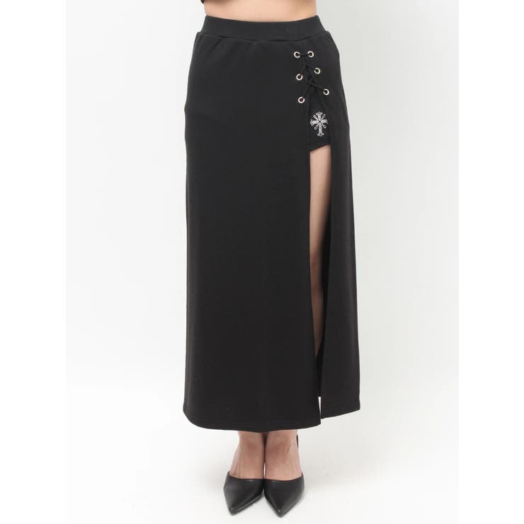 sacred edge crossレースアップロングスリットスウェットスカート | GYDA | 詳細画像16 