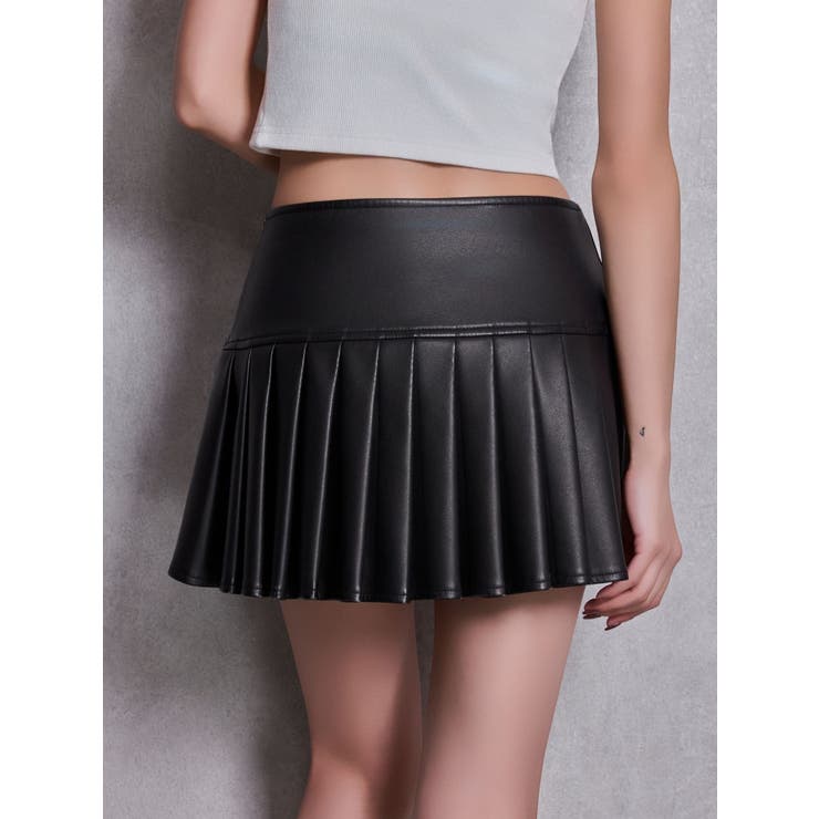 スリットフェイクレザープリーツスカートライクショートパンツ | GYDA | 詳細画像16 