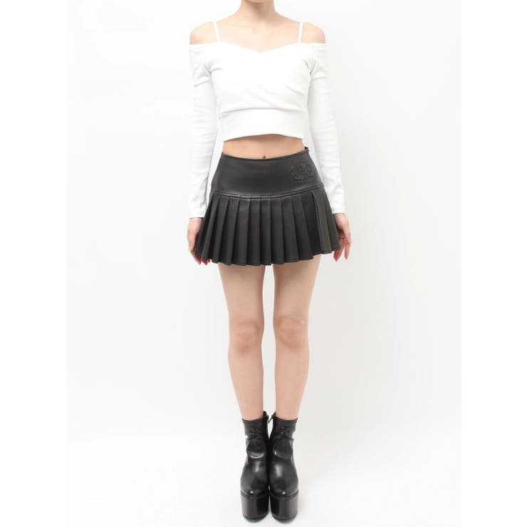 スリットフェイクレザープリーツスカートライクショートパンツ | GYDA | 詳細画像22 