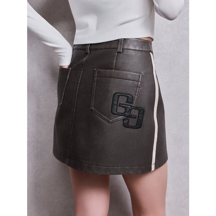 GGラインFake Leatherスカートライクショートパンツ | GYDA | 詳細画像2 