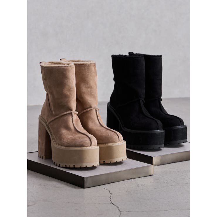 フェイクムートンplatformショートブーツ | GYDA | 詳細画像2 