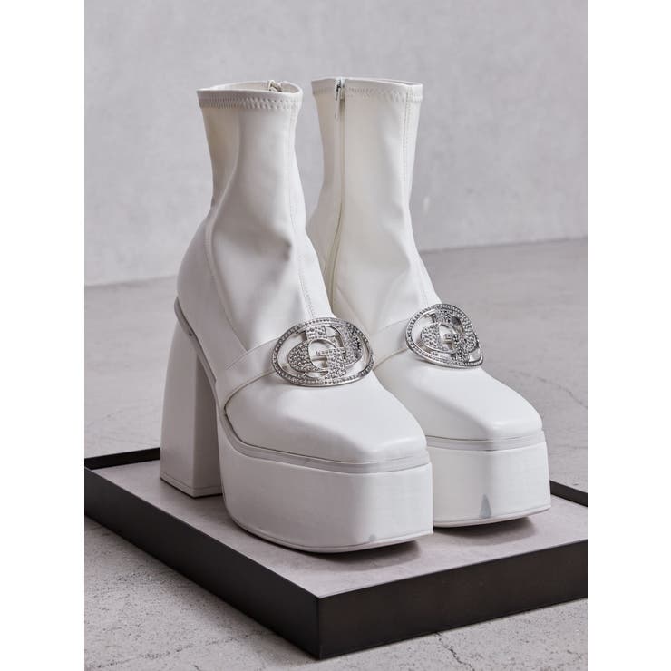 オフホワイト | GD bijou 2WAYチャンキーショートブーツ | GYDA