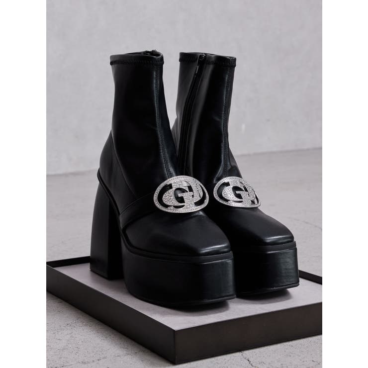 ブラック | GD bijou 2WAYチャンキーショートブーツ | GYDA