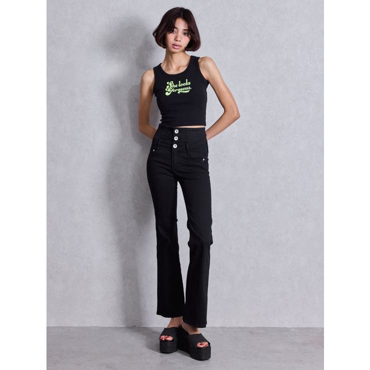 NEWハイウエストBACKクロスフレアパンツ | GYDA | 詳細画像14 