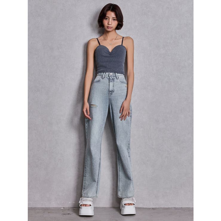 ハイウエストBACK LACE UPストレートデニムパンツ | GYDA | 詳細画像16 