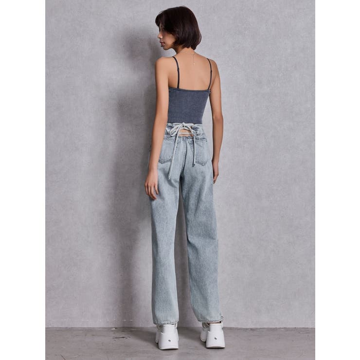 ハイウエストBACK LACE UPストレートデニムパンツ | GYDA | 詳細画像17 