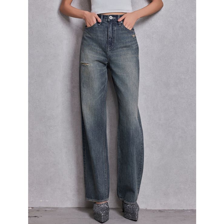 ハイウエストBACK LACE UPストレートデニムパンツ | GYDA | 詳細画像21 