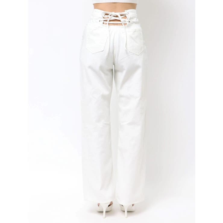 ハイウエストBACK LACE UPストレートデニムパンツ | GYDA | 詳細画像25 